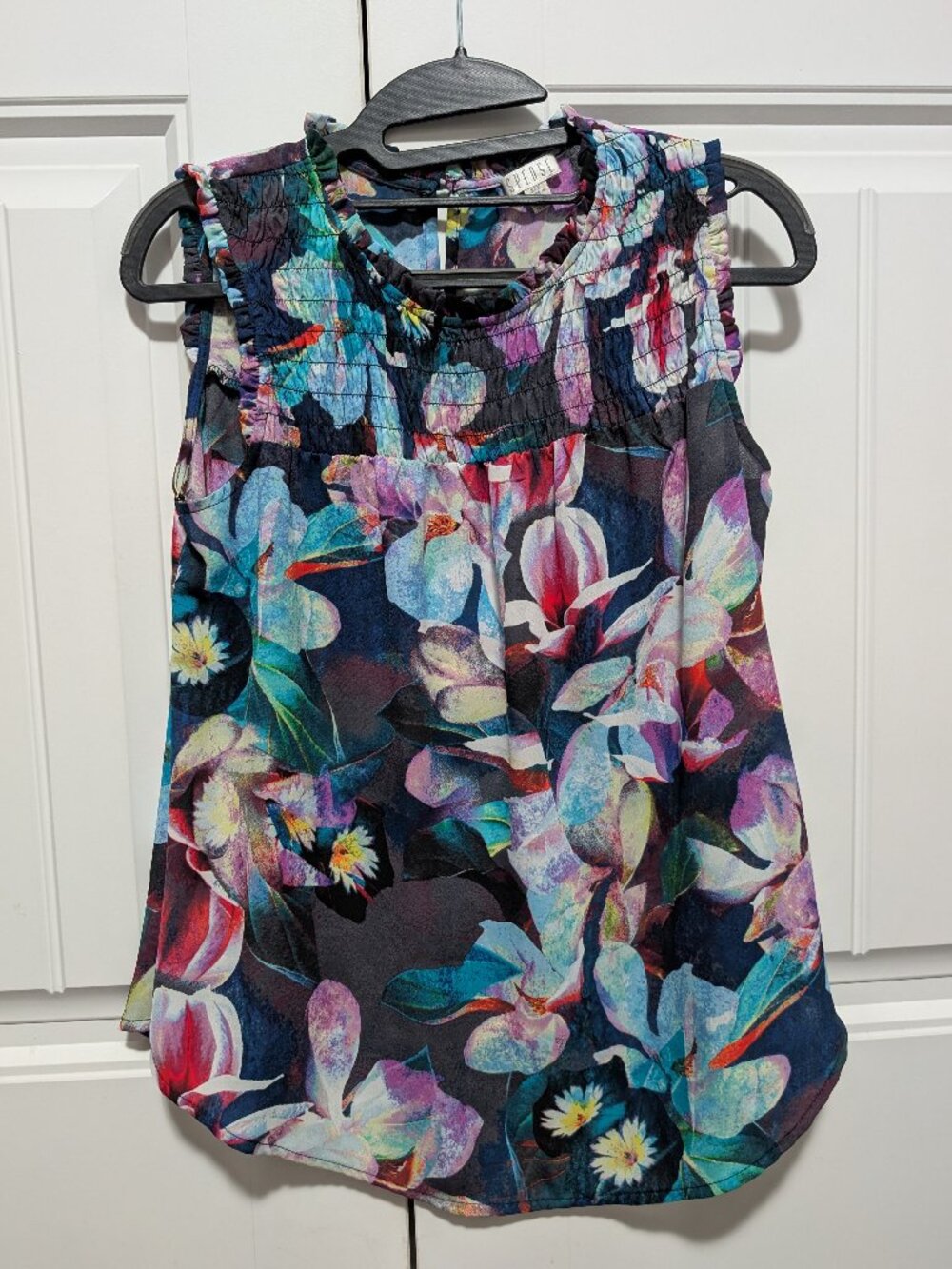 Spense Sleeveless Smocked High Neck Top